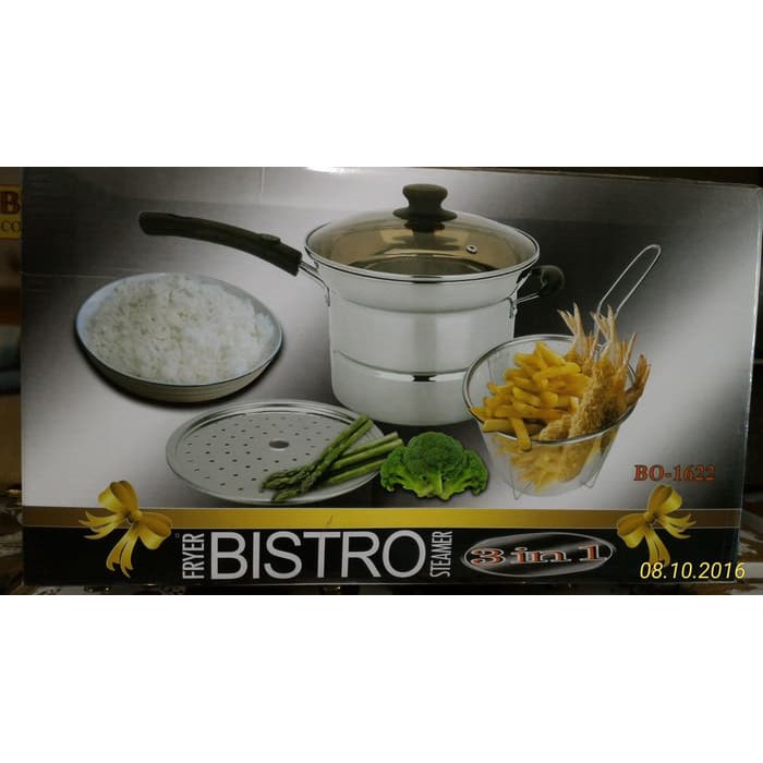Panci Set Bistro 3 in 1 (-Panci- Steamer dan Fryer)-