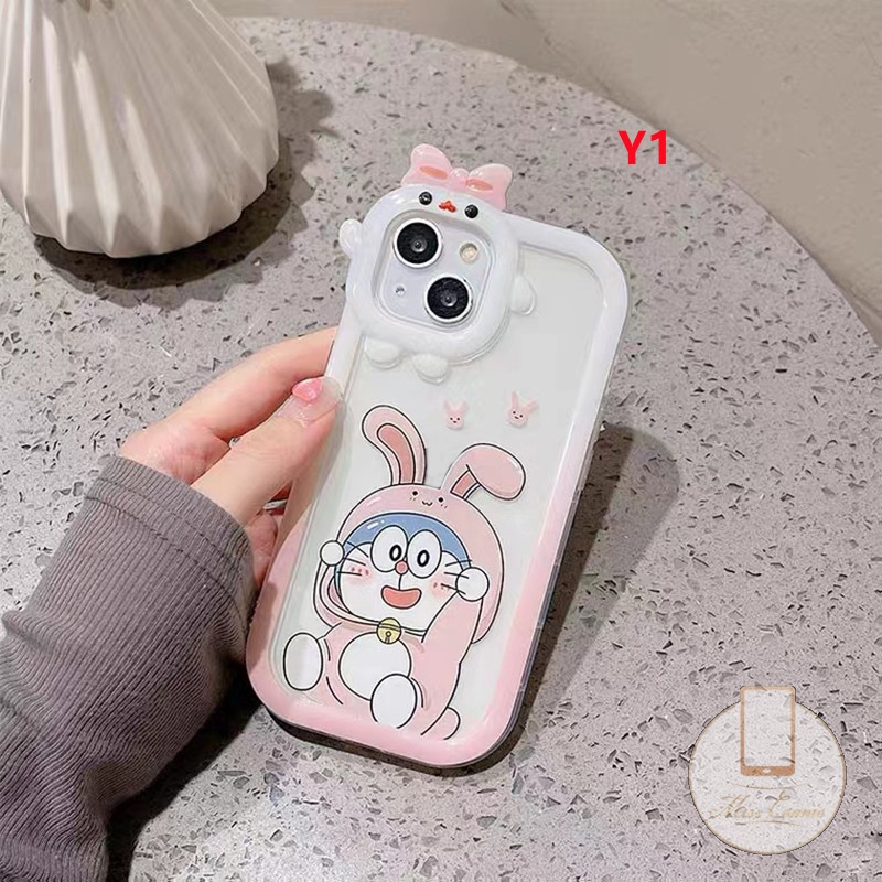 Casing Couple Case Realme C33 C25 C35 C30 8i 9Pro+ C25s C31 9i C25Y C20A C21Y C12 C21 C11 C17 C15 C3 8c20 6i 7i 5s 5 5i Cute 3D Bow-knot Monster Lens Lovely Doraemon Shockproof Soft Case