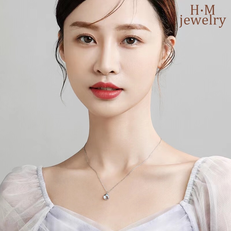 Kalung Liontin Batu Bulan Yilu You Bahan S925 Silver