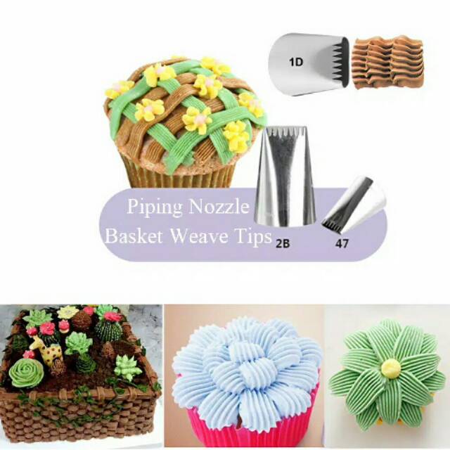 Spuit keranjang 47 spuit 1D spuit 2B paket dekorasi kue  import mawar fondant meja silmat