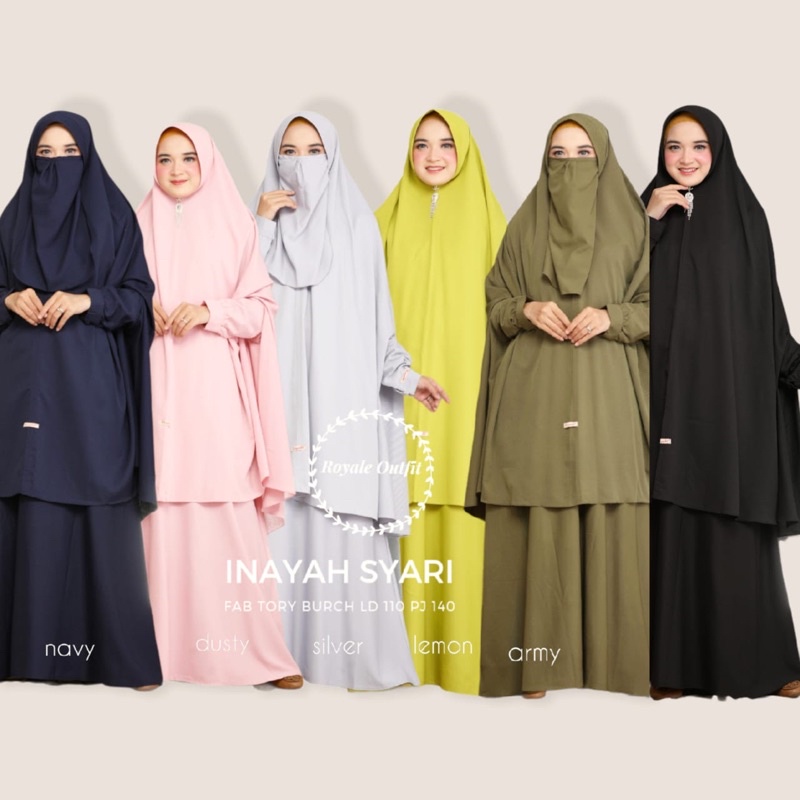 TERMURAH Gamis Khimar Polos Inayah Syari Ori Royale Tory Burch Premium Busui Longdress Maxi Murah
