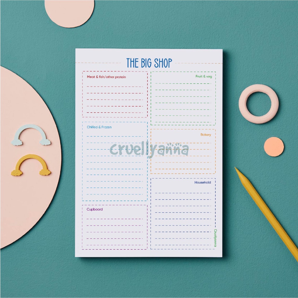 

[CRUELL] Shopping List Note Pad – To Do List Notepad – Meal Planning – Organiser – Planner Pad – Shopping Planner – Notepad - 023