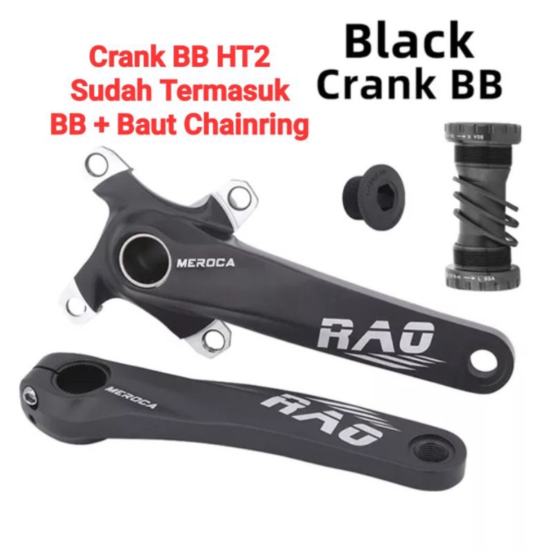 Meroca Rao Crankset HT2 BCD 104 Crank Set Hollowtech Crank Sepeda Hitam