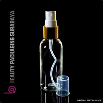 Botol Plastik PET 60ml BR Bening Tutup Spray Gold