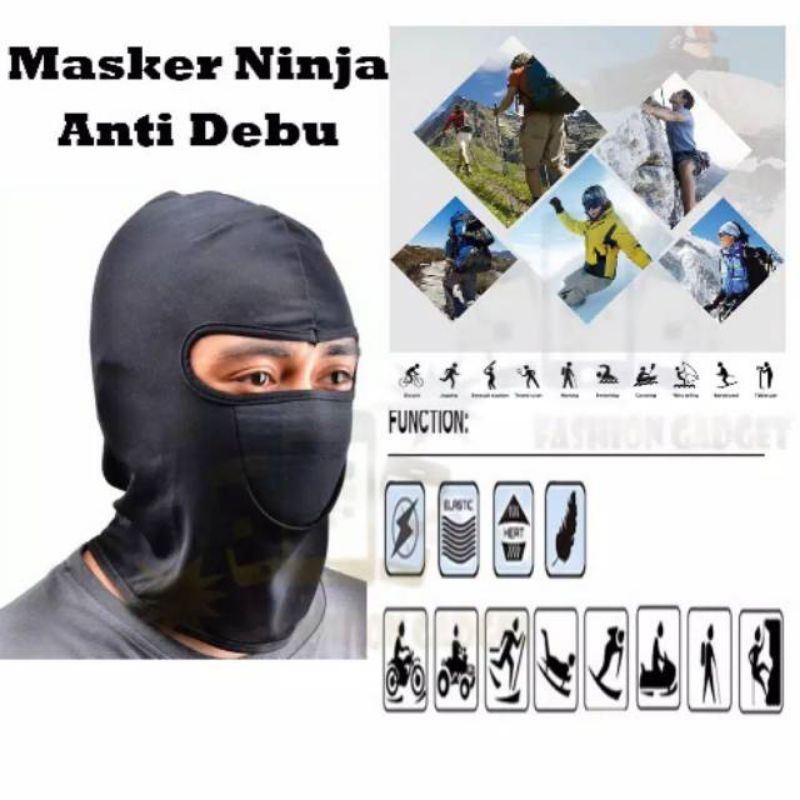 Sarung Kepala Helm Masker Ninja Full Face / Pelindung Kepala dan Wajah Masker Motor Anti