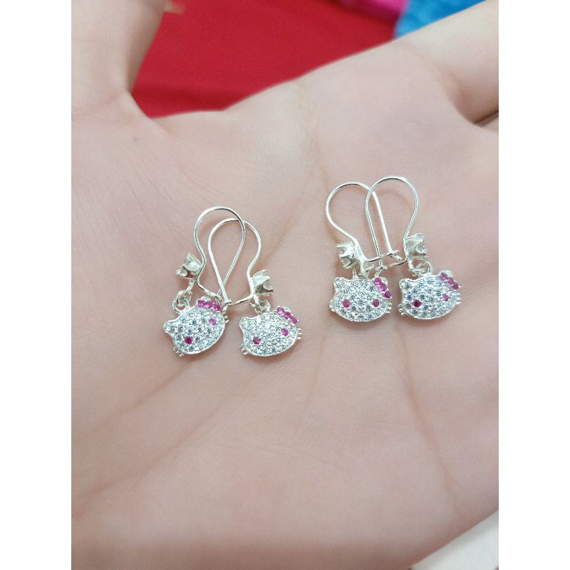 ANTING HELLO KITTY DEWASA PERAK 925 LAPIS MAS 24K