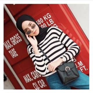 Ori blaster shecker blouse rajut  belang  baju  stripe 