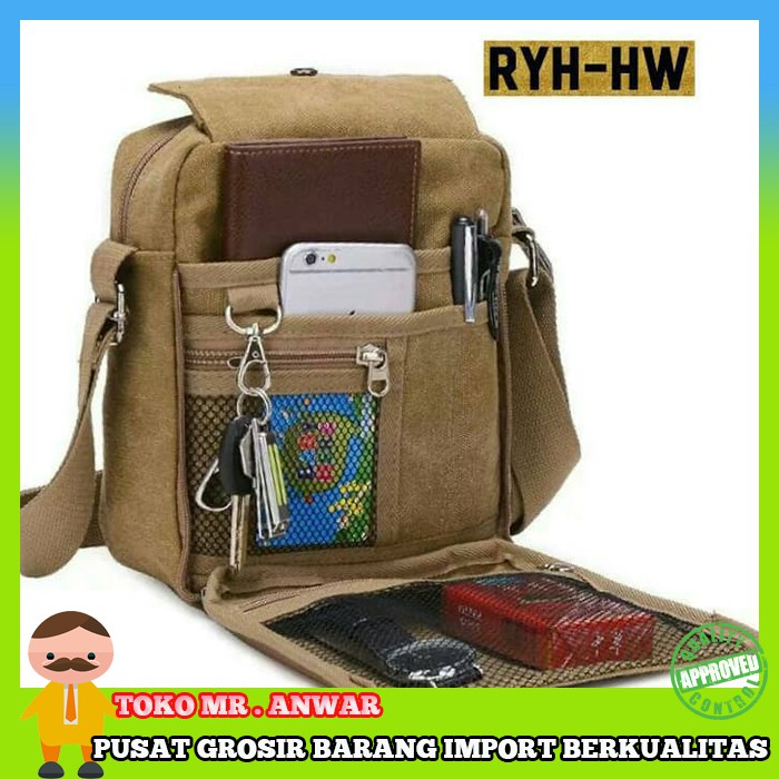 Tas Kanvas Pria Slingbag Tas Pria Tas Distro Slingbag Pria Tas Selempang Pria Tas Kanvas A612