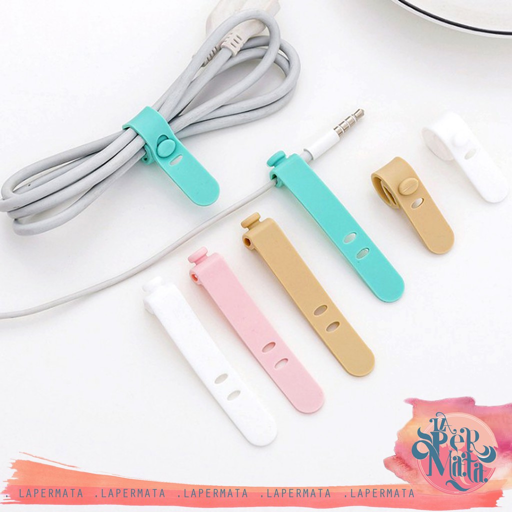 Pengikat Pengait Kabel Warna | Cord Holder Pengikat Kabel Headset Charger Silikon - LPM Shop