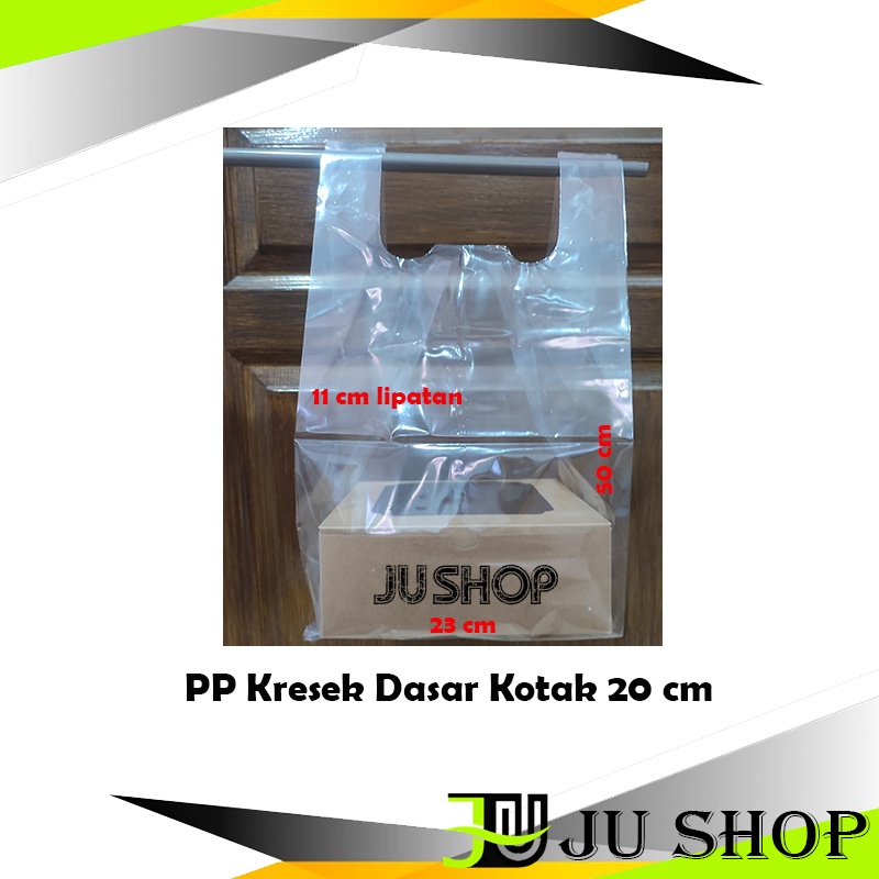 ECERAN PP 20x20 cm PP Kresek Bening Dasar Kotak 20 cm Box Cake Dus Dos Tart Kotak bahan Transparan Tebal