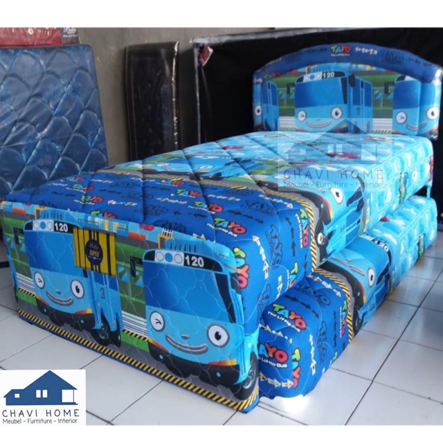 Set springbed 2in1 sorong bella super spring bed motif tayo