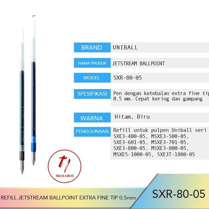 

Hot Sale Refill Jetstream Ballpoin Uni Sxr-80-05 0.5Mm Tinta Hitam Biru - Biru Hemat