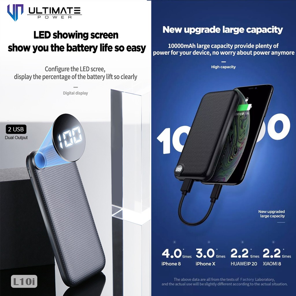 Power bank 10000mAh Ultimate Power 2USB Digital Powerbank 10000mAh L10i