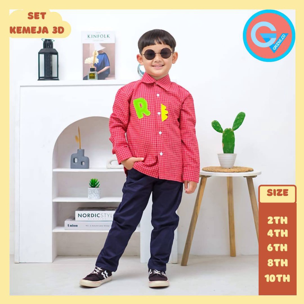 Setelan Anak Set Kemeja 3d Groove