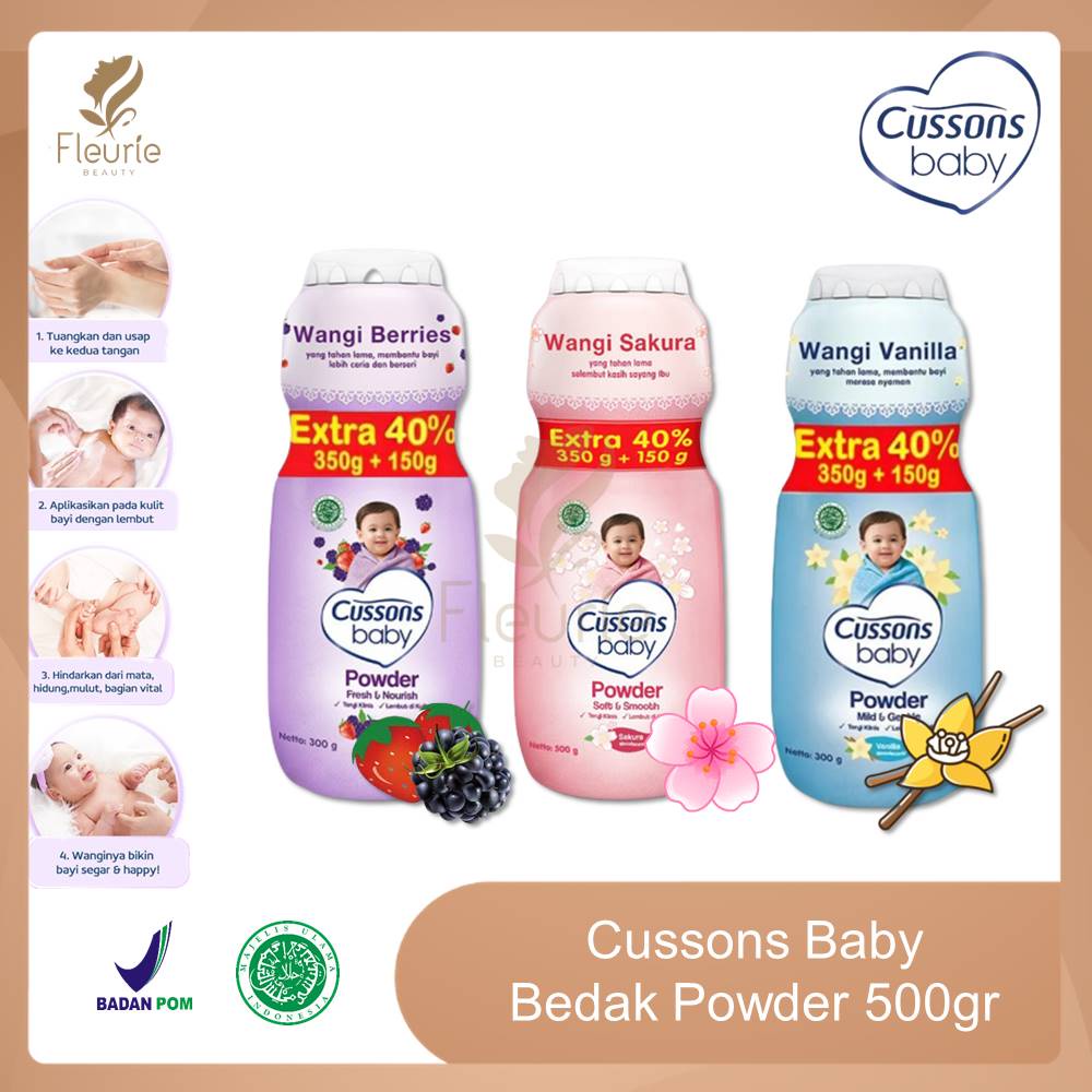 Cussons Baby Bedak Powder 500gr (350+150) - Bedak Bayi Original BPOM