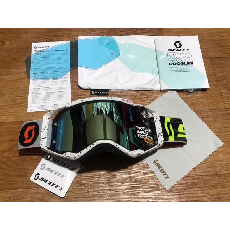 Kacamata Google Trail Motorcross Scott Abu abu Fluo Fullset