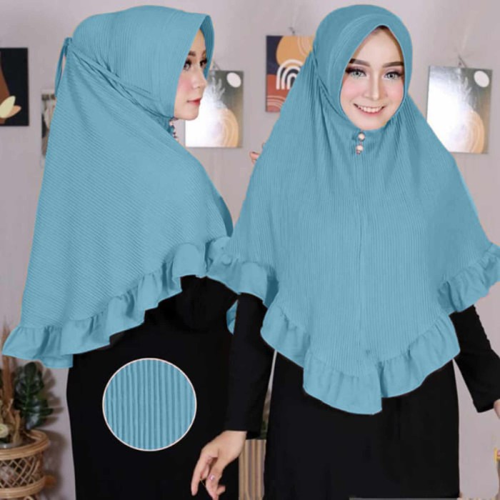 Bergo Maryam Plisket Full Tali Hijab Jilbab Kerudung Instan Pet - wardah