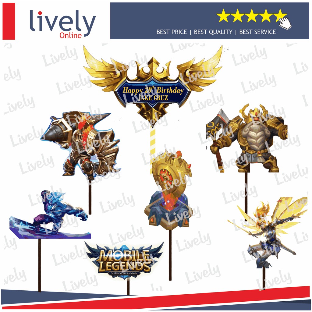 CUSTOM NAMA CAKE TOPPER KARAKTER MOBILE LEGENDS 05 HIASAN KUE HBD HAPPY BIRTHDAY