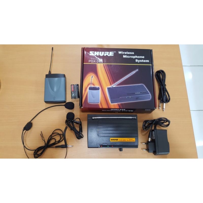 Mic Wireless shure system Single headset bando klip clip on kancing kerah || SHURE PGX 24N
