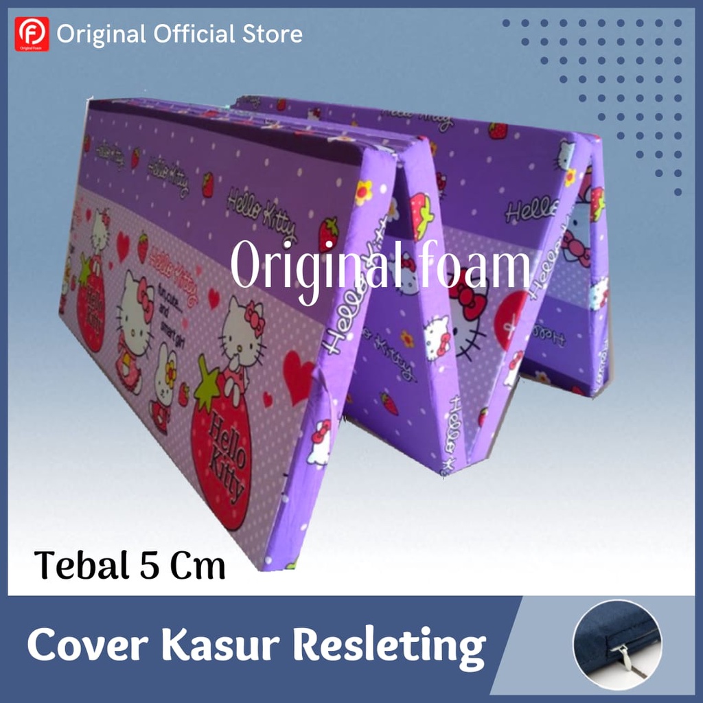 Sarung Kasur Lipat 4/3/2 Resleting Tebal 5 cm / Sprei Resleting / Cover Kasur Lipat Inoac