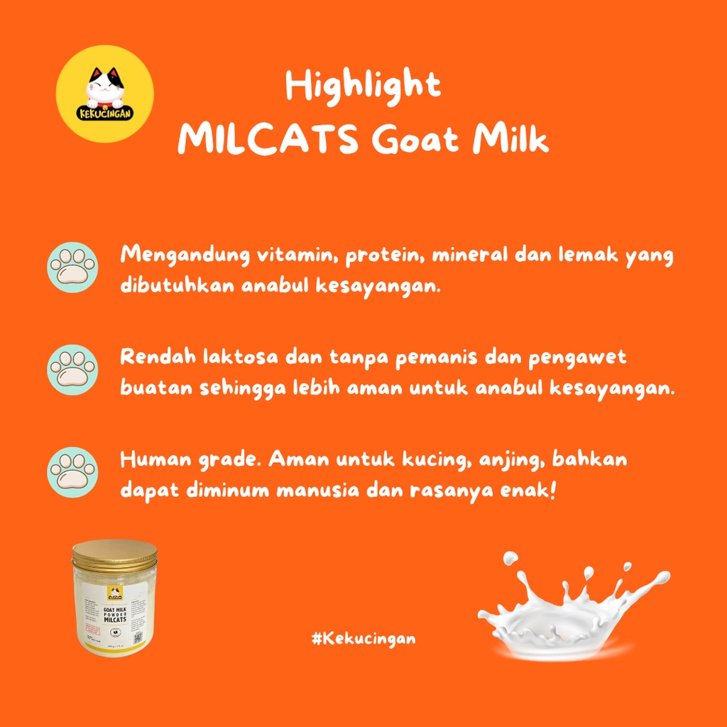 Susu Kucing MILCATS Goat Milk Powder Susu Kambing Bubuk Untuk Kucing Anjing Kitten All Stage