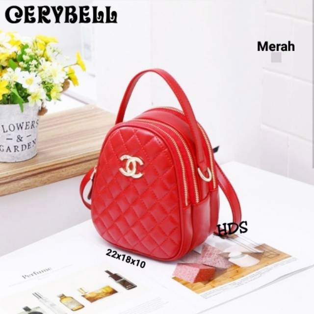 Tas Multifungsi Mini CERRYBELL Selempang jait2 &amp; Ransel / tas murah / Tas Selempang Wanita Cantik