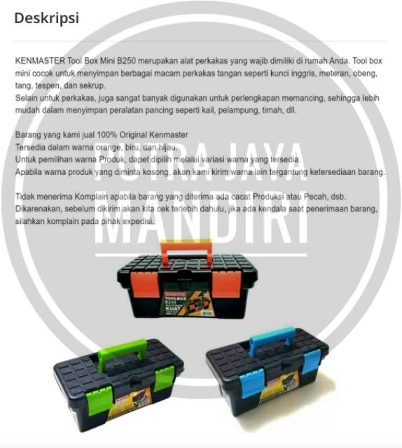 Kenmaster Toolbox / Tool Box Mini / Kotak Penyimpanan Perkakas / Alat Pancing