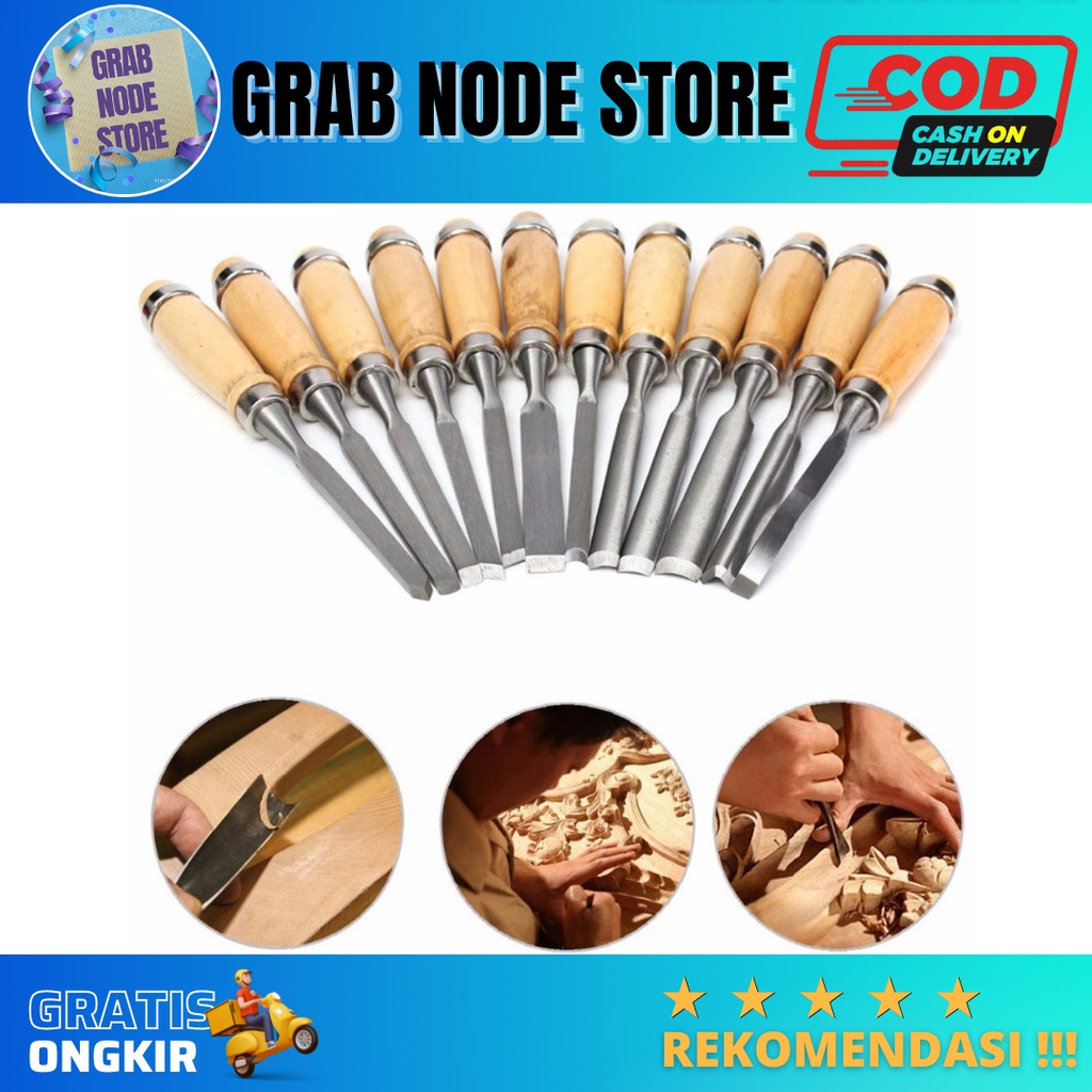 

Pisau Ukir Pahat Kayu Set 12 Pcs Wood Carving Knife OE12 - [BISA COD]