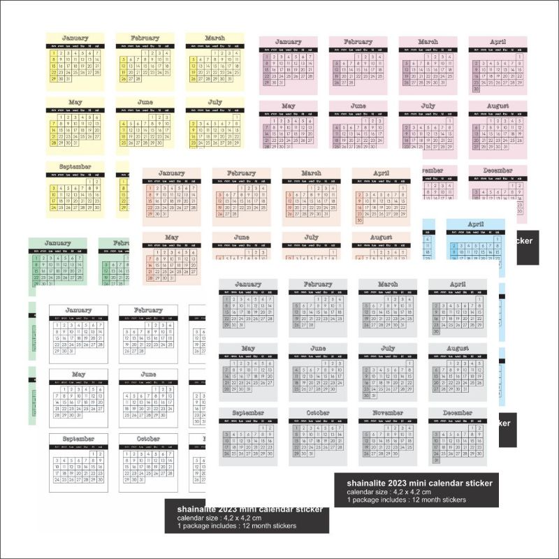 

shainalite mini calendar sticker 2023 stiker bullet journal