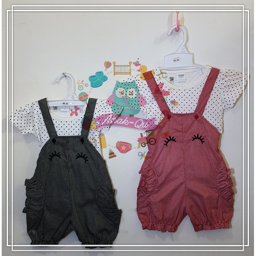 Setelan Baju Kodok Bayi Perempuan Polkadot