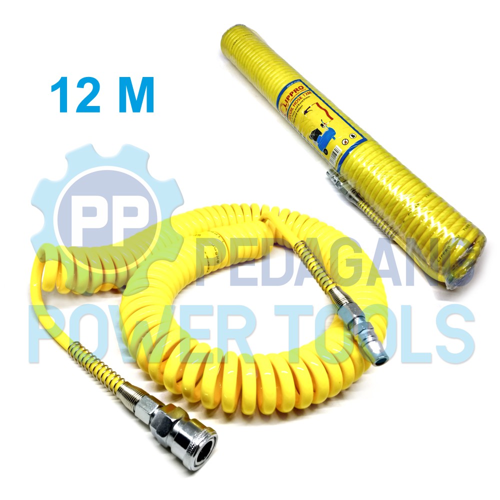 LIPPRO SELANG SPIRAL 12 METER KOMPRESOR ANGIN RECOIL KUNING 9312RH