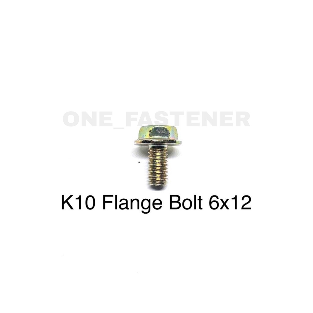 100 Pcs K10 Baut Flange Bolt M6x12 Kuning 1.0 Topi Kunci 10 6mm 1.2cm FBK