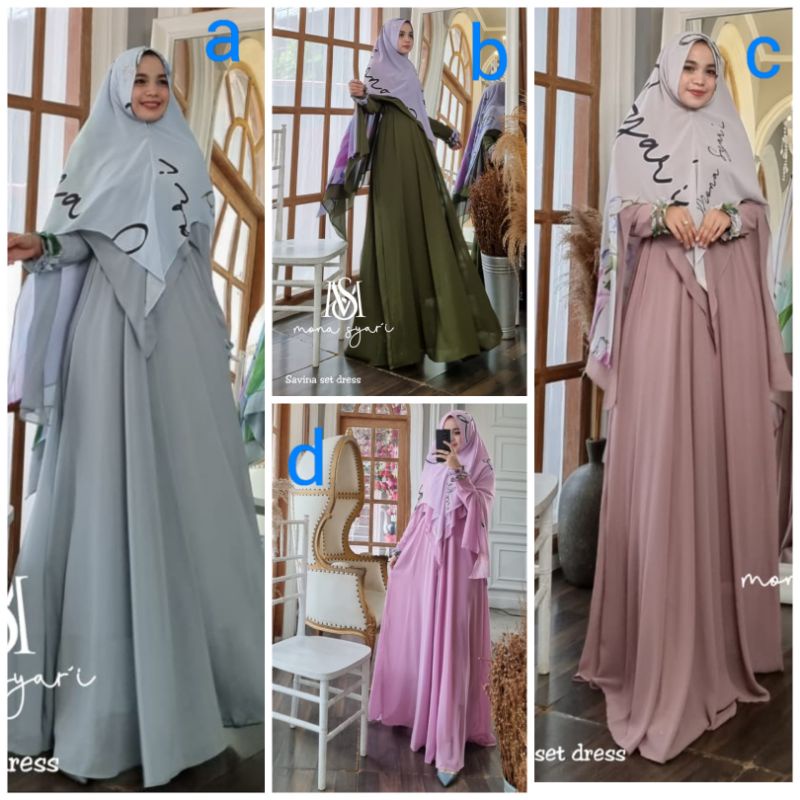 GAMIS SYARI PREMIUM / SAVINA SET DRESS BY MONA SYARI / GAMIS WANITA TERBARU