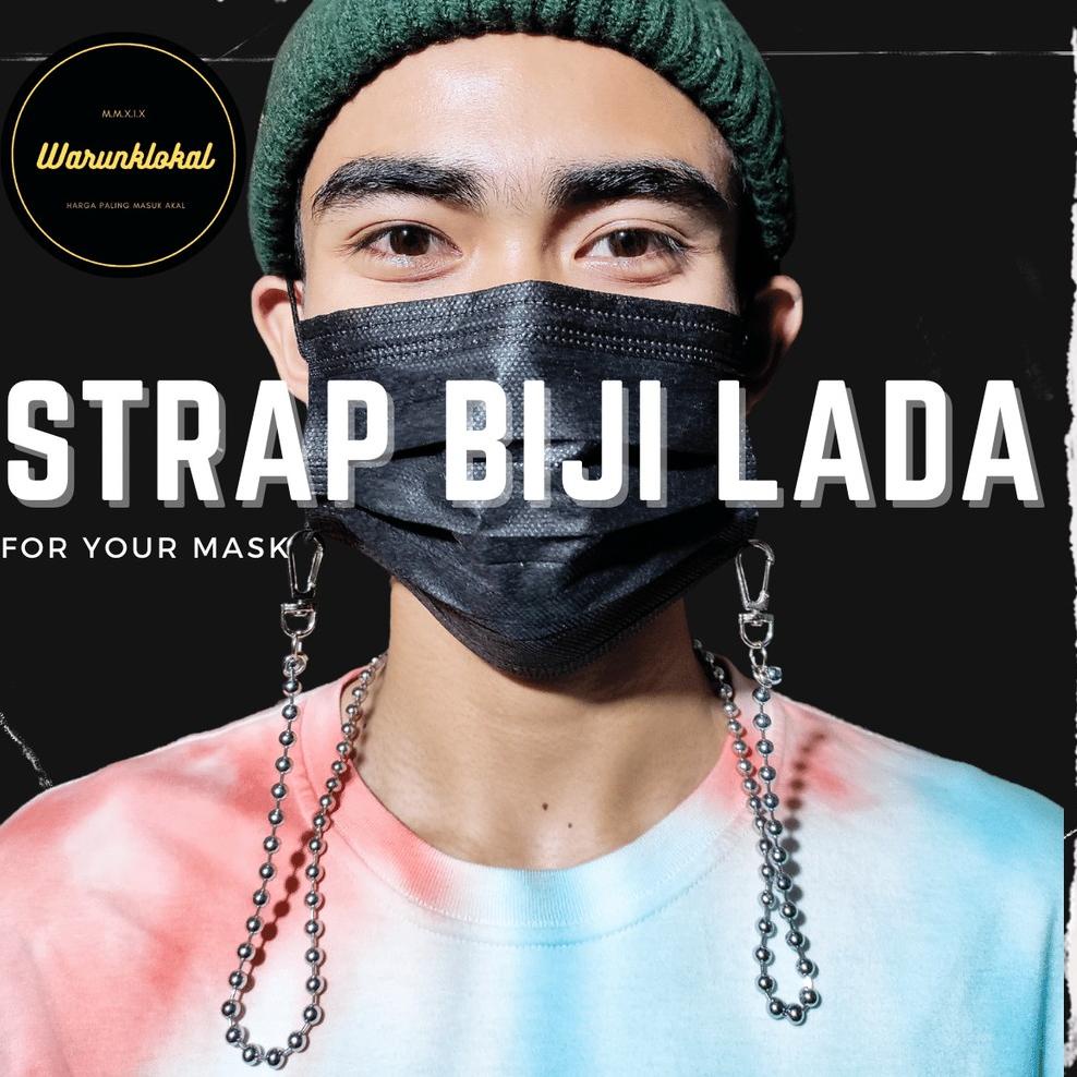 (T-OVI) (☀) STRAP MASKER PRIA PREMIUM STREP MASKER RANTAI BIJI LADA TALI MASKER ROCKER TERBARU DARI 