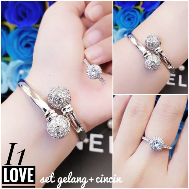 Xuping gelang dan cincin lapis emas 24k 0312k