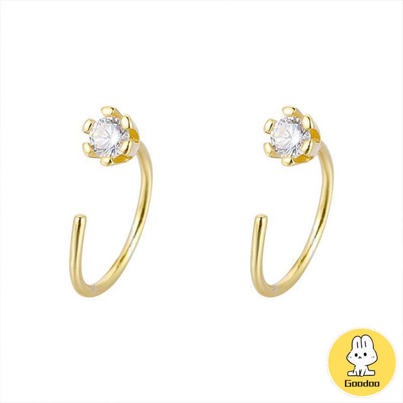 Anting Zirkon Temperamen Fashion Wanita Tidur Gratis Melepas Anting-Anting Trendi Yang Indah -Doo