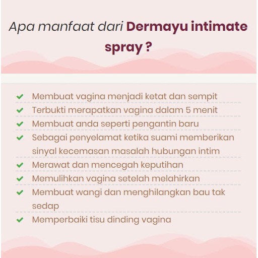 [ORI] DERMAYU INTIMATE SPRAY BPOM | Mengencangkan Miss V Mengobati Keputihan Area Kewanitaan Intim