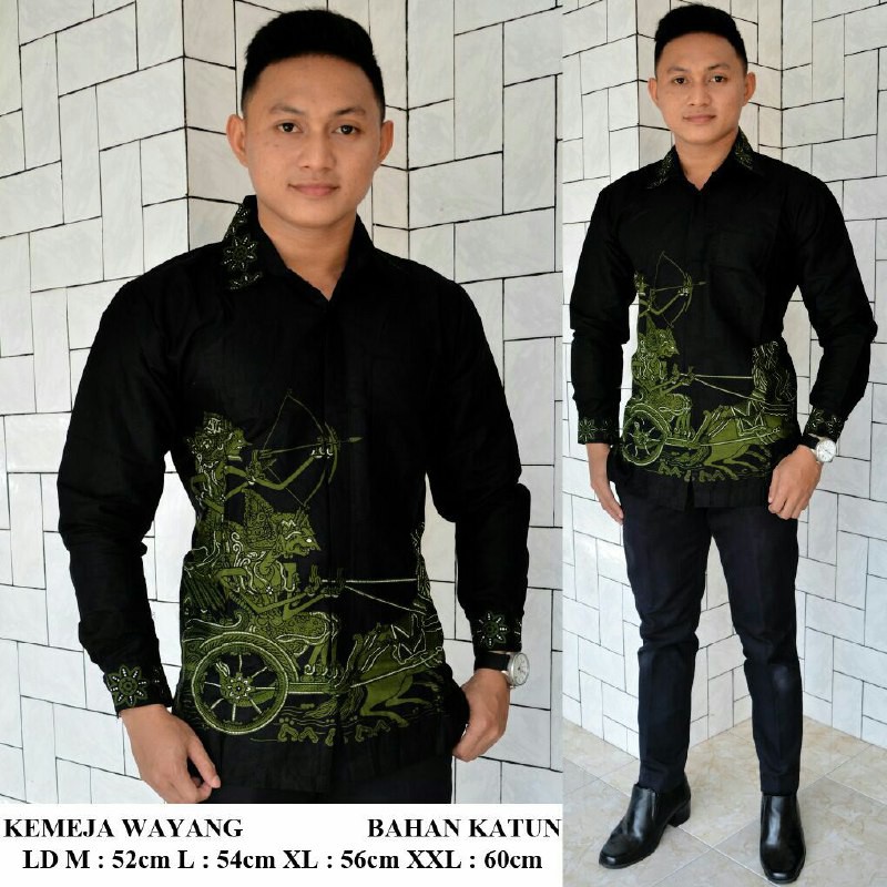 Hem batik pria motif wayang manah / kemeja batik / kemeja batik wayang