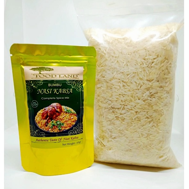 

PAKET NASI KABSA ( BERAS BASMATI 1 KG + FOODLAND BUMBU INSTANT KABSA 1 )