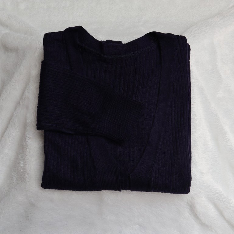 LONG CARDIGAN RAJUT WANITA || CARDY RAJUT || BELLE OVERSIZE / CARDI OUTER / CARDY POLOS-NAVY
