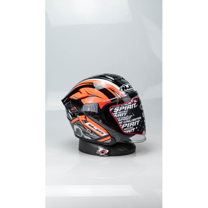 HELM MOTOR NJS KAIROZ RUSH HITAM ORANGE GLOSSY HALF FACE H/OR BLACK ORANGE SNI ORI