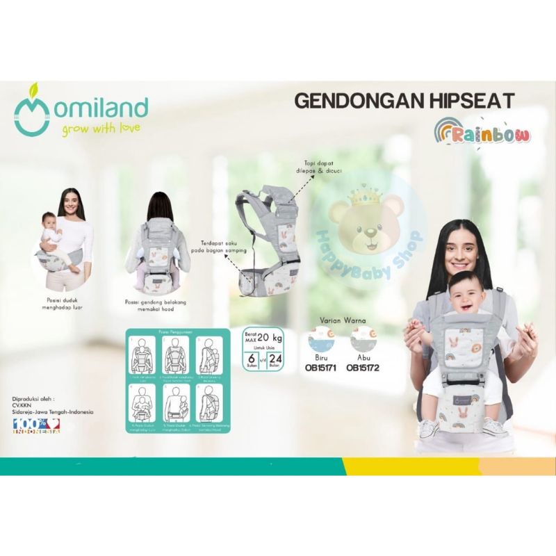 Omiland hipseat gendongan baby rainbow series