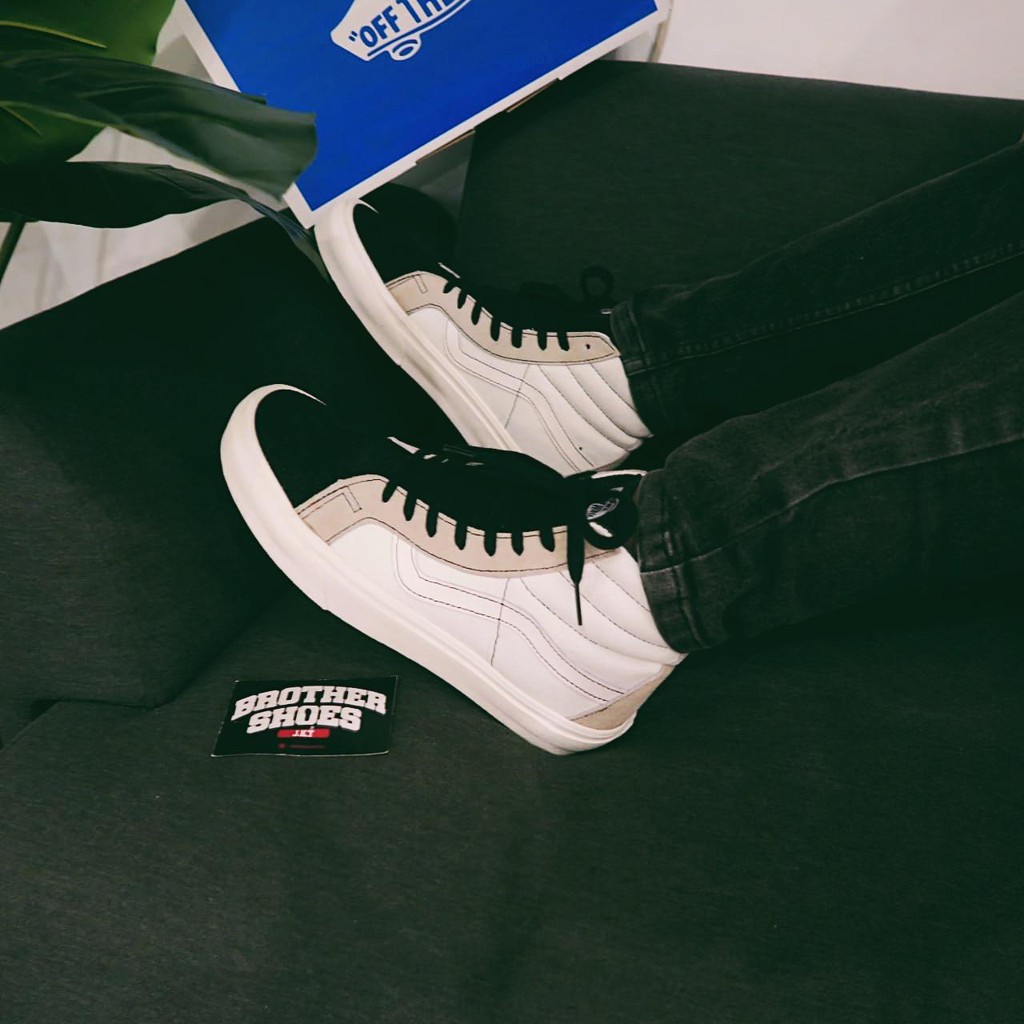 ( BISA COD ) SEPATU VANS SK8 HIGH X FOG MARSMALLOW BLACK