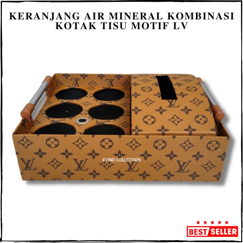 Wadah Air Mineral Kotak Tisu Pinggir Motif Tempat Aqua Gelas Kulit Sintetis Isi 6 Cup