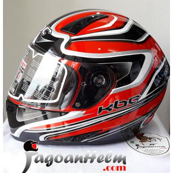KBC Helm VK EURO| RED~ Black Grey | Fullface DDring Visor Flat