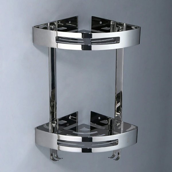 Rak sabun sudut 2 susun stainless . Rak shampoo stenlis  . Rak sudut stenlis .