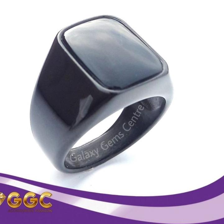 Miliki - Cincin Pria Black Onyx Kotak Keren 