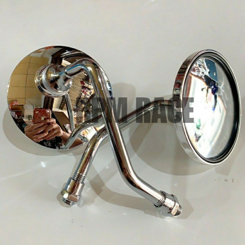 Spion Bulat Mini Chrome Kaca Cembung Universal Vespa Fino Scoopy Beat Mio Xeon dll