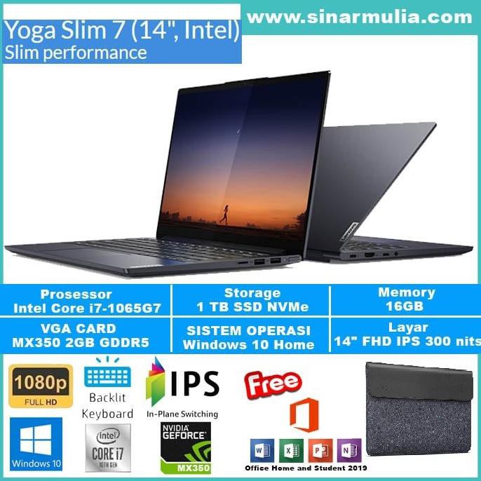 SALE LAPTOP LENOVO YOGA SLIM 7i i7-1065G7 16GB 1TB SSD MX350 2GB WIN10+OHS