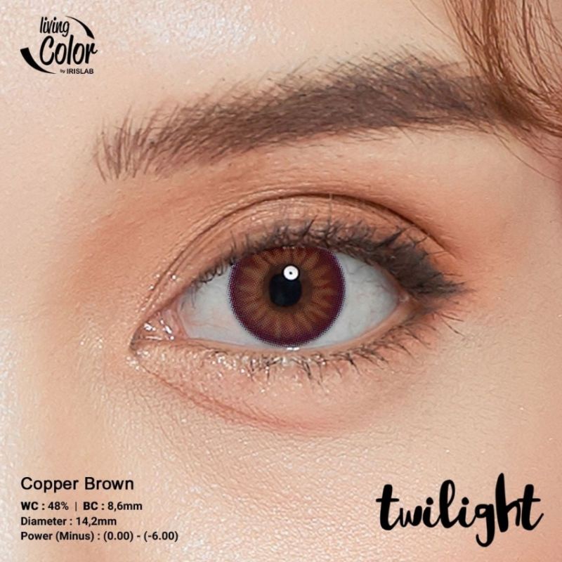 Softlens LIVING COLOR TWILIGHT 14.2 MM COPPER BROWN MINUS -0.50 S.D -6.00 by IRISLAB